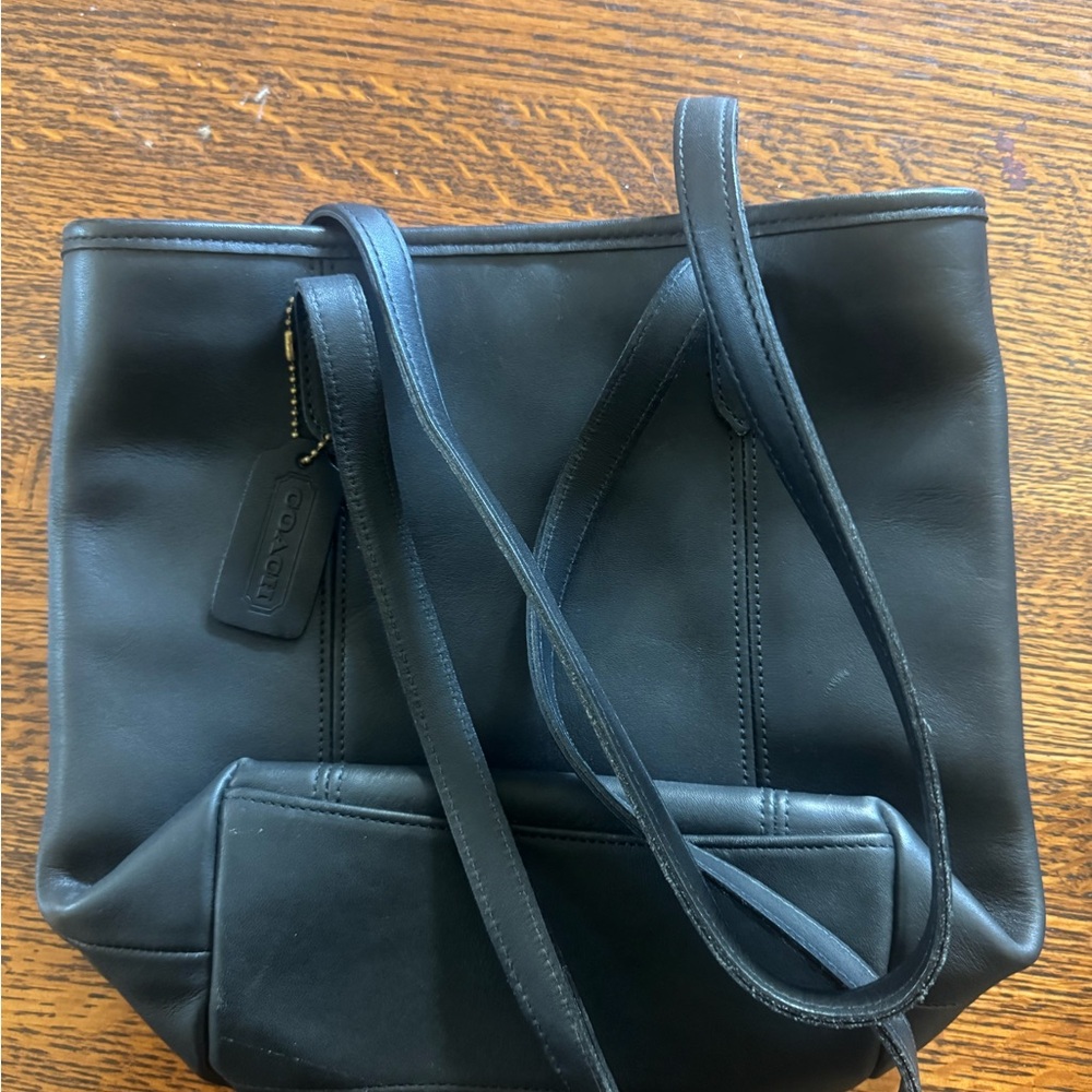 Coach Black Leather Tote with Tag